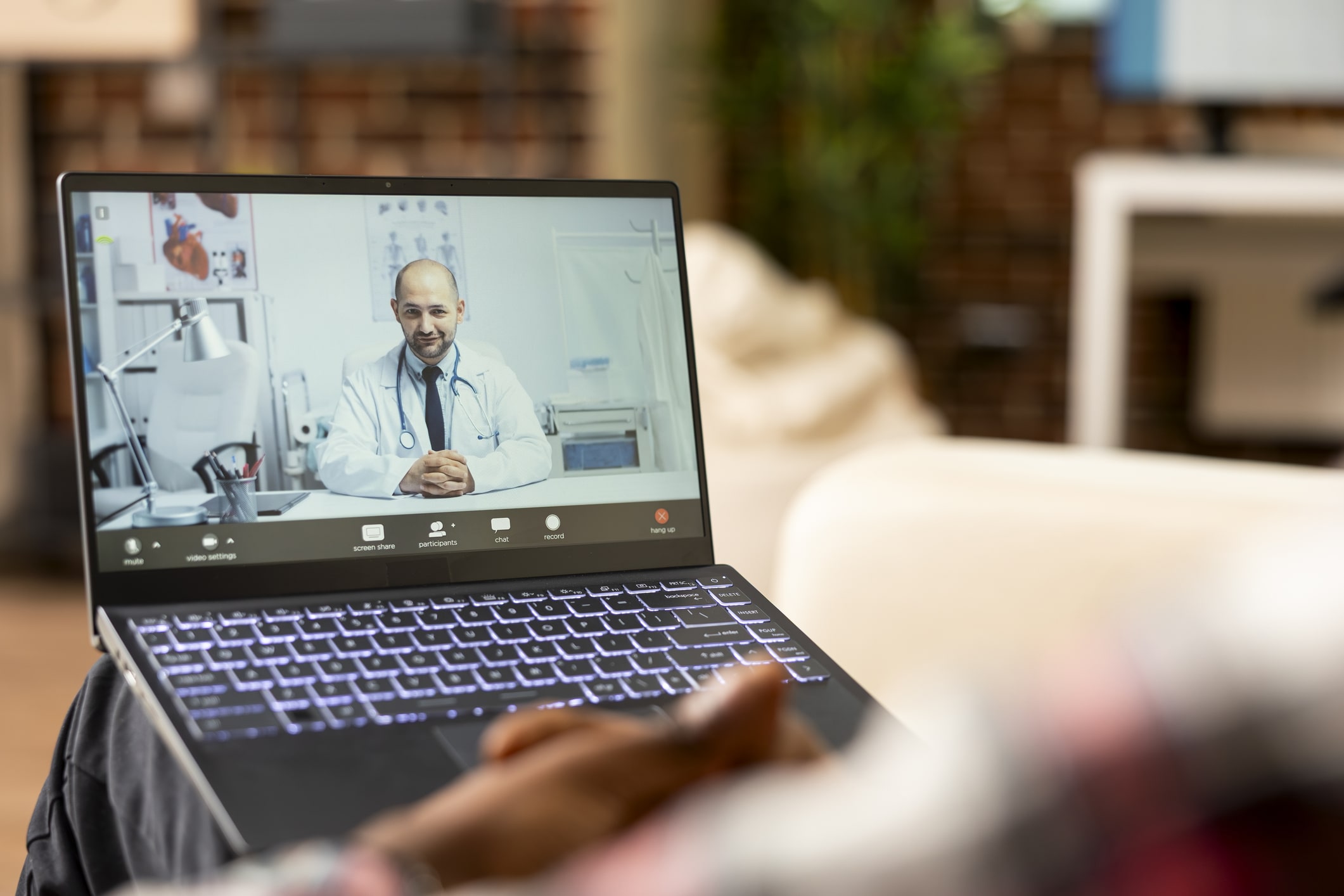 Person talking to virtual healthcare provider